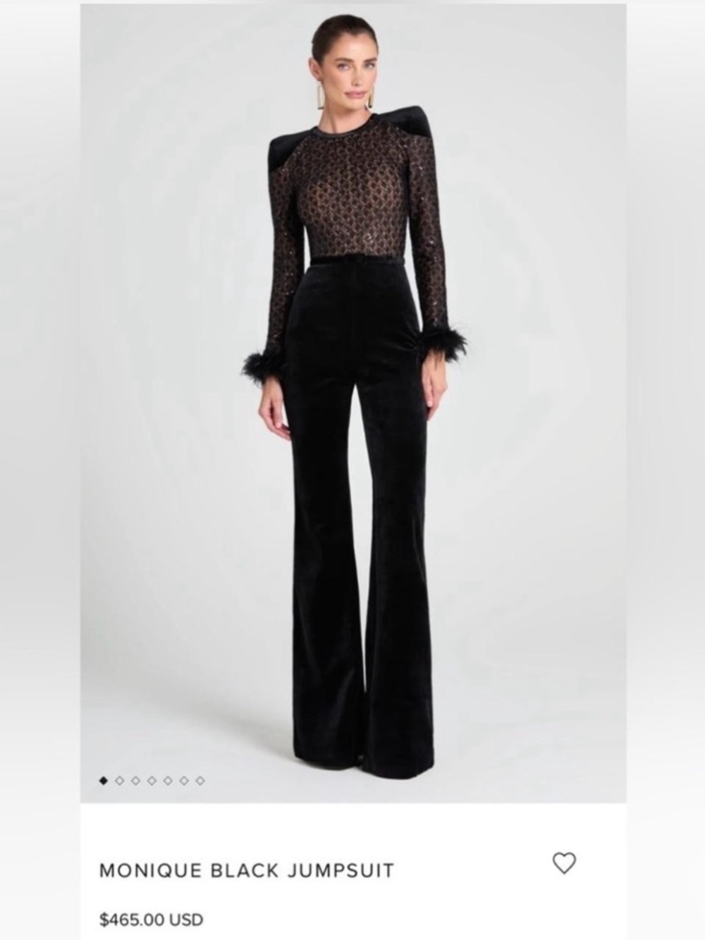 NADINE MERABI Mixed Media Black
Monique Velvet Sequin Glitter
Feather Jumpsuit S